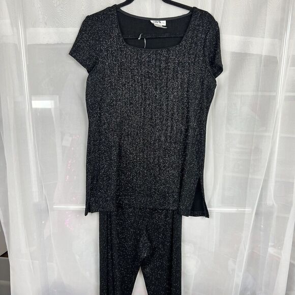 vintage JBS limited sparkly two piece pant set sz Md stretchy classy evening - Picture 10 of 10